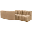 Meridian Arc Camel Velvet 4 pc Modular Sectional IMAGE 3