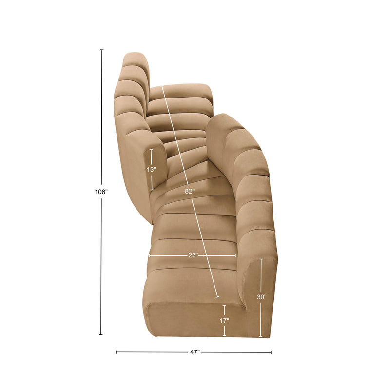 Meridian Arc Camel Velvet 4 pc Modular Sectional IMAGE 9