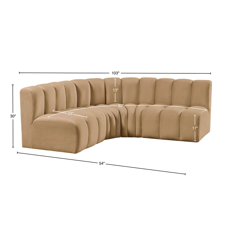 Meridian Arc Camel Velvet 4 pc Modular Sectional IMAGE 11