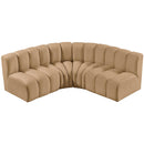 Meridian Arc Camel Velvet 4 pc Modular Sectional IMAGE 4