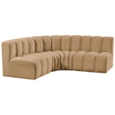 Meridian Arc Camel Velvet 4 pc Modular Sectional IMAGE 5