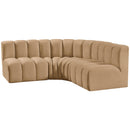 Meridian Arc Camel Velvet 4 pc Modular Sectional IMAGE 6