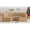 Meridian Arc Camel Velvet 4 pc Modular Sectional IMAGE 2