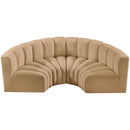 Meridian Arc Camel Velvet 4 pc Modular Sectional IMAGE 4