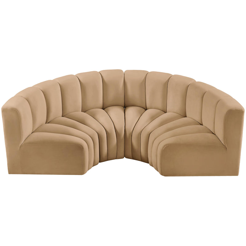 Meridian Arc Camel Velvet 4 pc Modular Sectional IMAGE 4