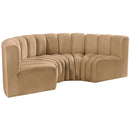 Meridian Arc Camel Velvet 4 pc Modular Sectional IMAGE 5