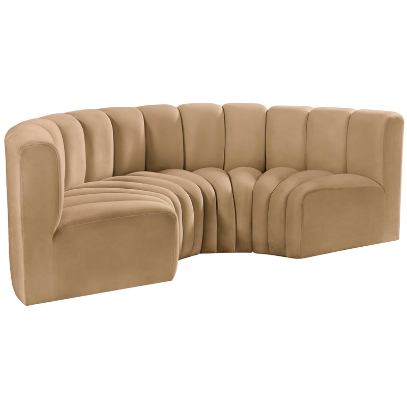 Meridian Arc Camel Velvet 4 pc Modular Sectional IMAGE 5