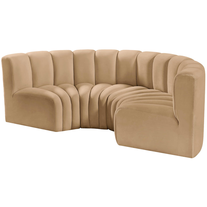 Meridian Arc Camel Velvet 4 pc Modular Sectional IMAGE 6