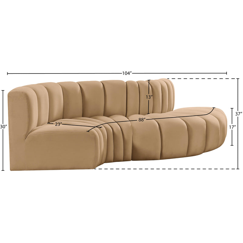 Meridian Arc Camel Velvet 4 pc Modular Sectional IMAGE 10