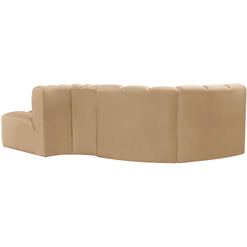 Meridian Arc Camel Velvet 4 pc Modular Sectional IMAGE 3