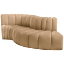 Meridian Arc Camel Velvet 4 pc Modular Sectional IMAGE 6