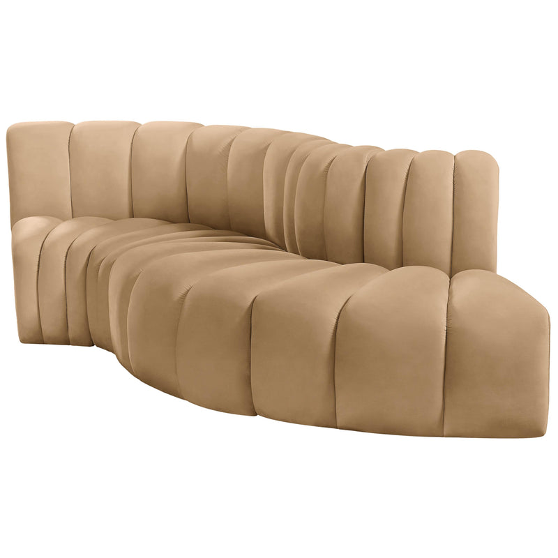Meridian Arc Camel Velvet 4 pc Modular Sectional IMAGE 6