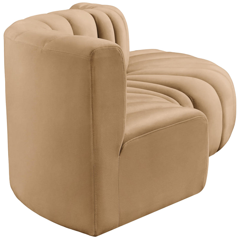 Meridian Arc Camel Velvet 4 pc Modular Sectional IMAGE 7