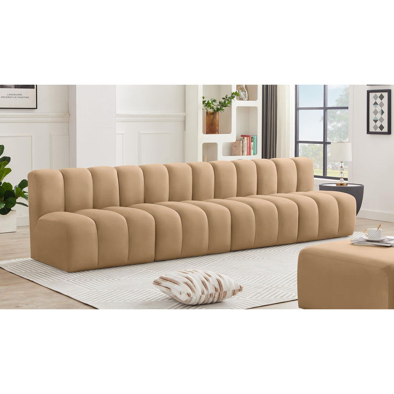 Meridian Arc Camel Velvet 4 pc Modular Sectional IMAGE 2