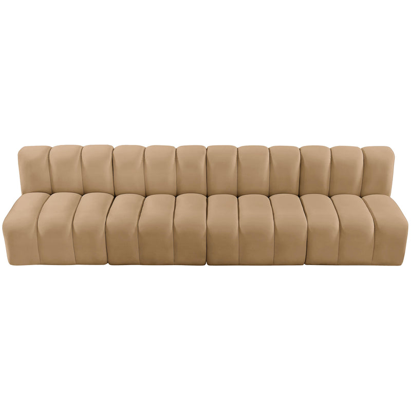 Meridian Arc Camel Velvet 4 pc Modular Sectional IMAGE 4