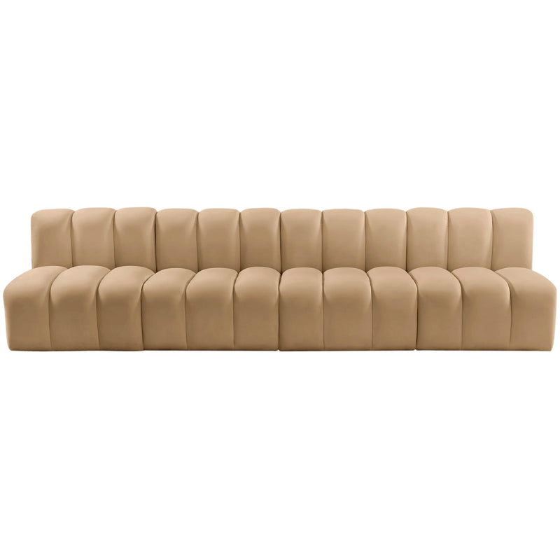 Meridian Arc Camel Velvet 4 pc Modular Sectional IMAGE 5