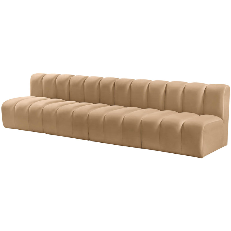 Meridian Arc Camel Velvet 4 pc Modular Sectional IMAGE 6