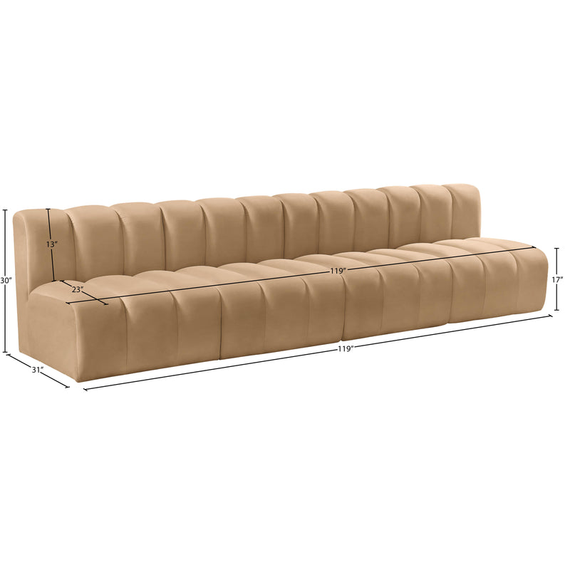 Meridian Arc Camel Velvet 4 pc Modular Sectional IMAGE 9
