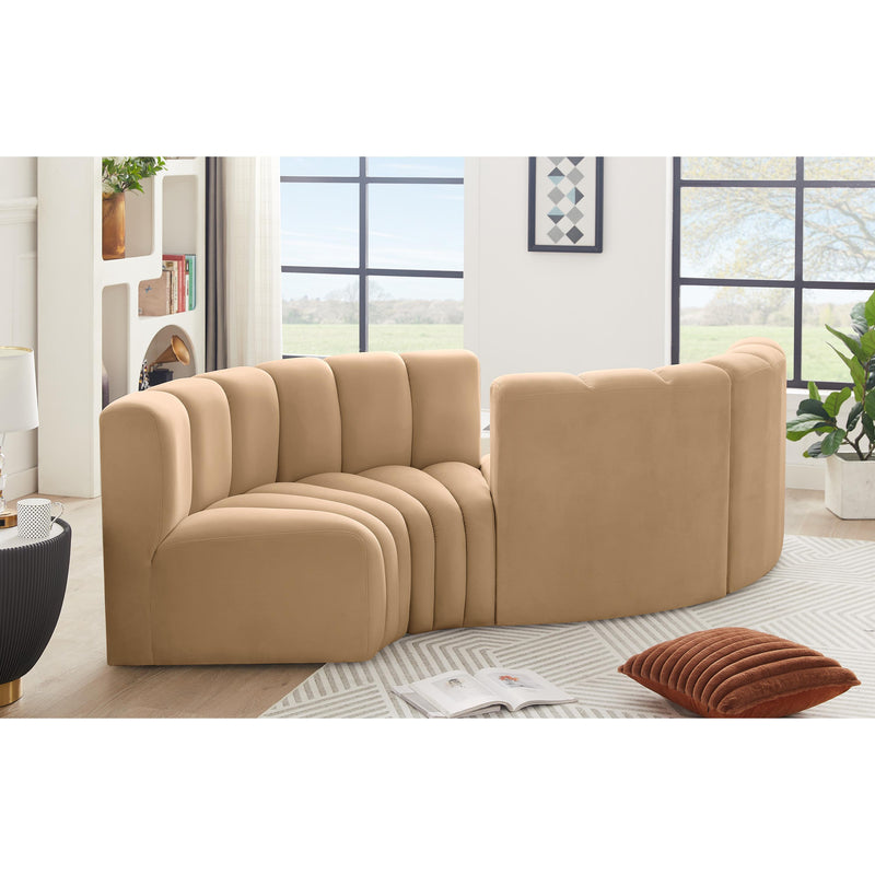 Meridian Arc Camel Velvet 4 pc Modular Sectional IMAGE 2