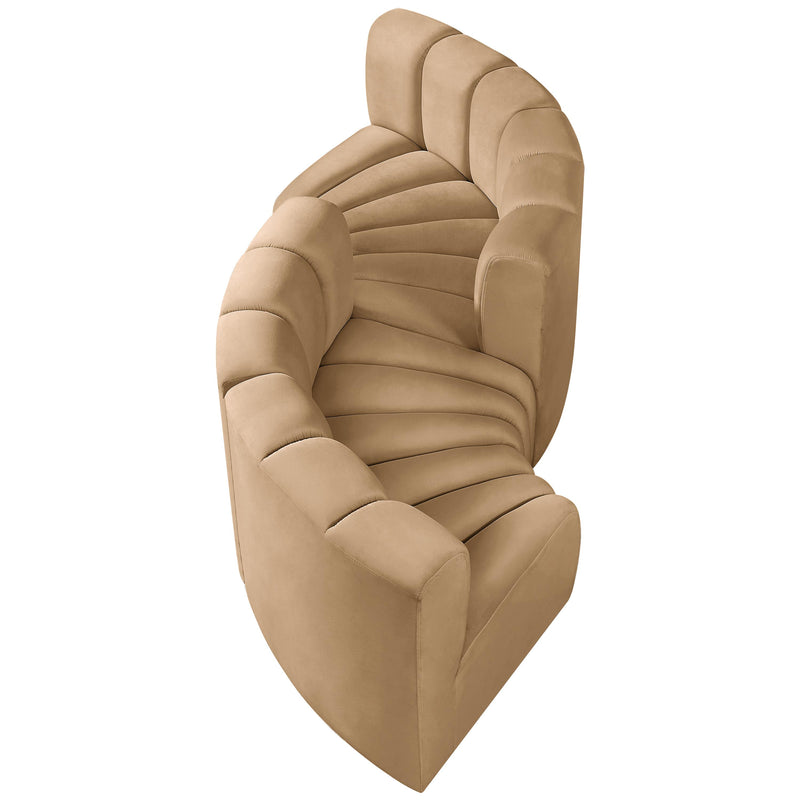 Meridian Arc Camel Velvet 4 pc Modular Sectional IMAGE 3