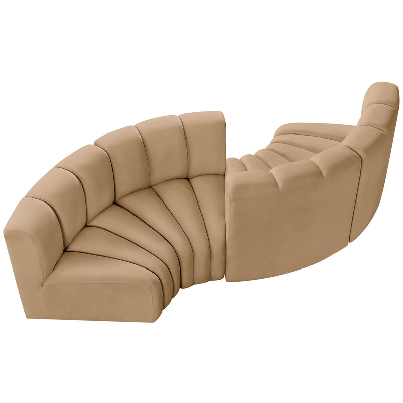Meridian Arc Camel Velvet 4 pc Modular Sectional IMAGE 4