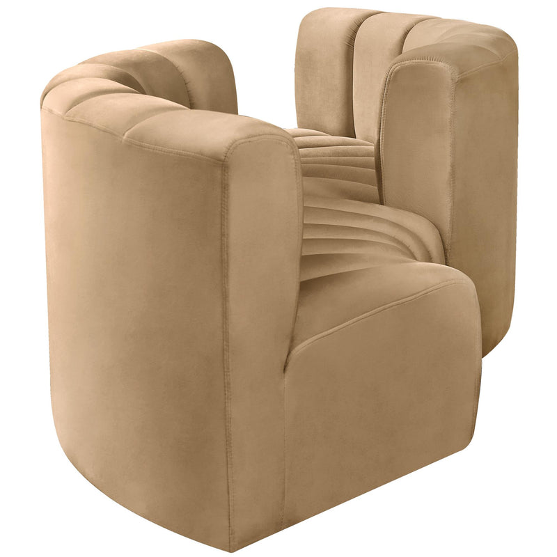Meridian Arc Camel Velvet 4 pc Modular Sectional IMAGE 5