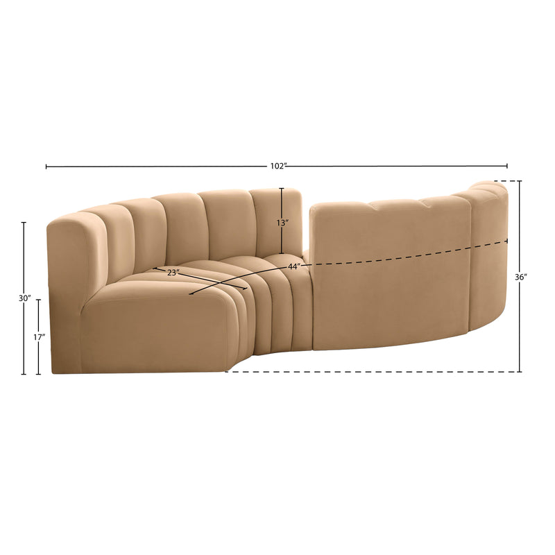 Meridian Arc Camel Velvet 4 pc Modular Sectional IMAGE 7