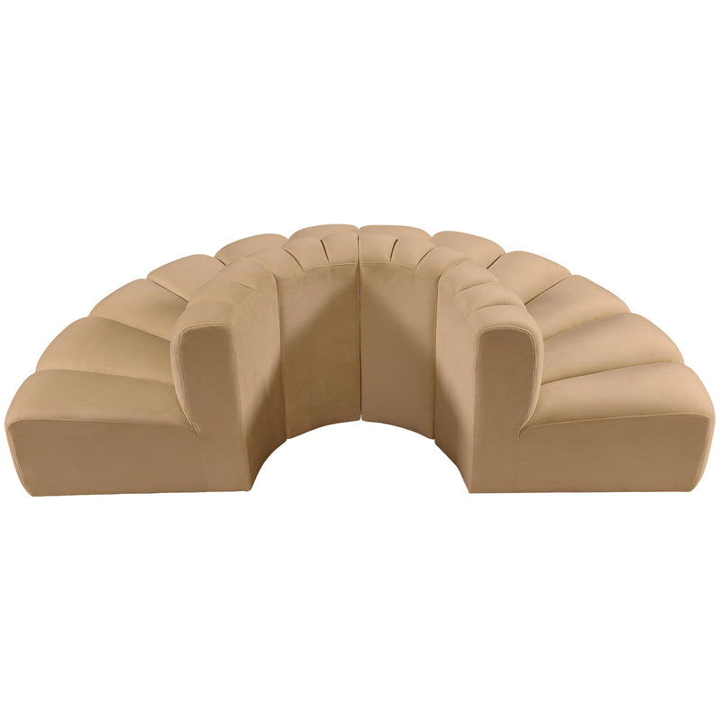 Meridian Arc Camel Velvet 4 pc Modular Sectional IMAGE 3