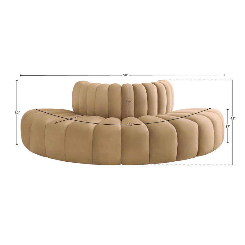 Meridian Arc Camel Velvet 4 pc Modular Sectional IMAGE 8