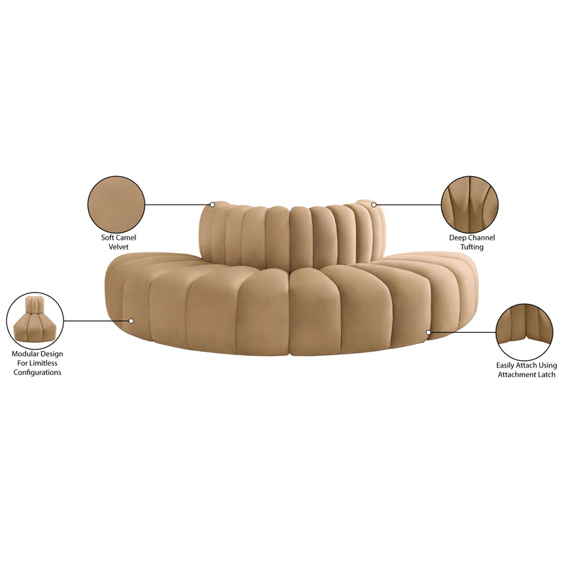 Meridian Arc Camel Velvet 4 pc Modular Sectional IMAGE 9