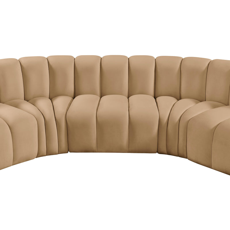 Meridian Arc Camel Velvet 5 pc Modular Sectional IMAGE 13