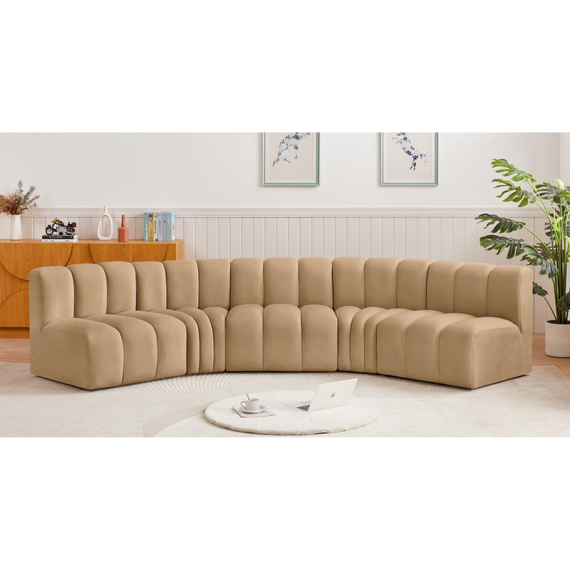 Meridian Arc Camel Velvet 5 pc Modular Sectional IMAGE 2