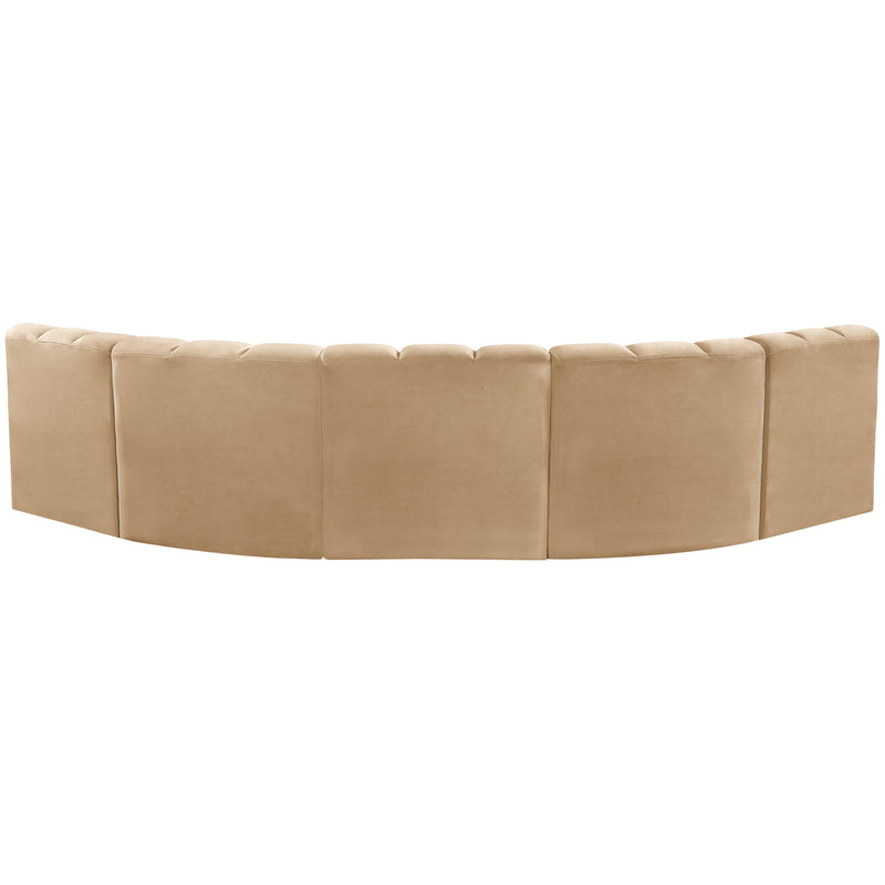 Meridian Arc Camel Velvet 5 pc Modular Sectional IMAGE 3