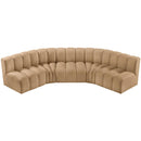 Meridian Arc Camel Velvet 5 pc Modular Sectional IMAGE 4