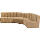 Meridian Arc Camel Velvet 5 pc Modular Sectional IMAGE 6