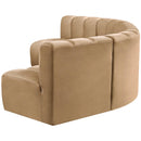 Meridian Arc Camel Velvet 5 pc Modular Sectional IMAGE 7