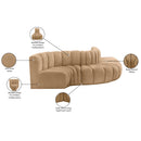 Meridian Arc Camel Velvet 5 pc Modular Sectional IMAGE 11