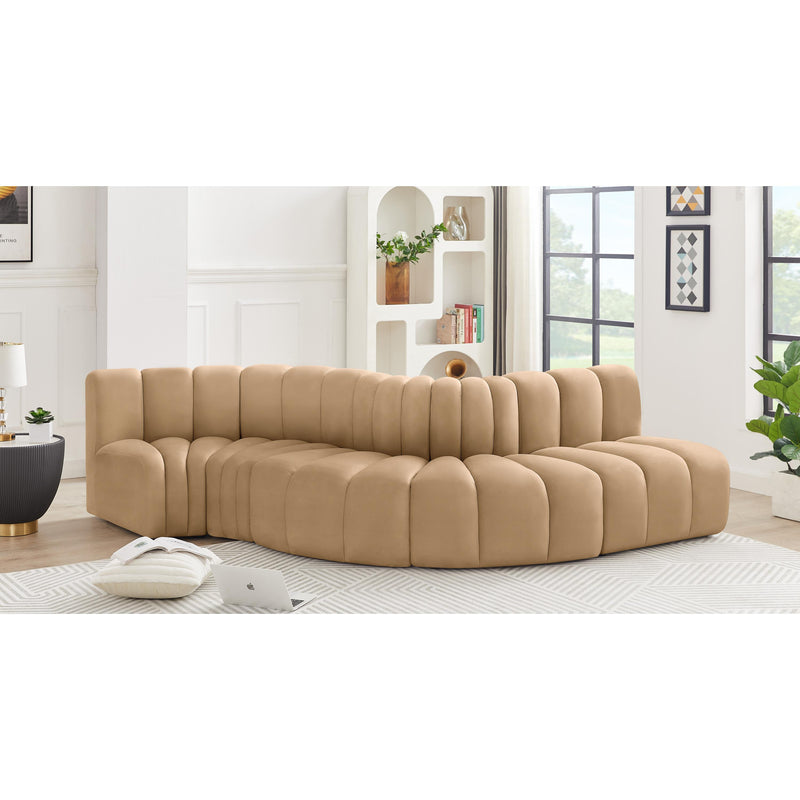 Meridian Arc Camel Velvet 5 pc Modular Sectional IMAGE 2