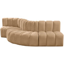 Meridian Arc Camel Velvet 5 pc Modular Sectional IMAGE 6