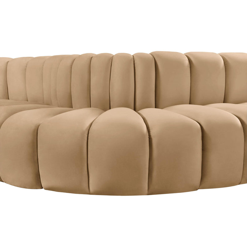 Meridian Arc Camel Velvet 5 pc Modular Sectional IMAGE 9