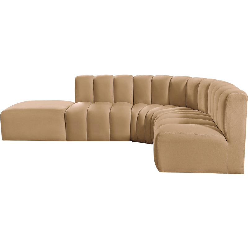 Meridian Arc Camel Velvet 5 pc Modular Sectional IMAGE 11