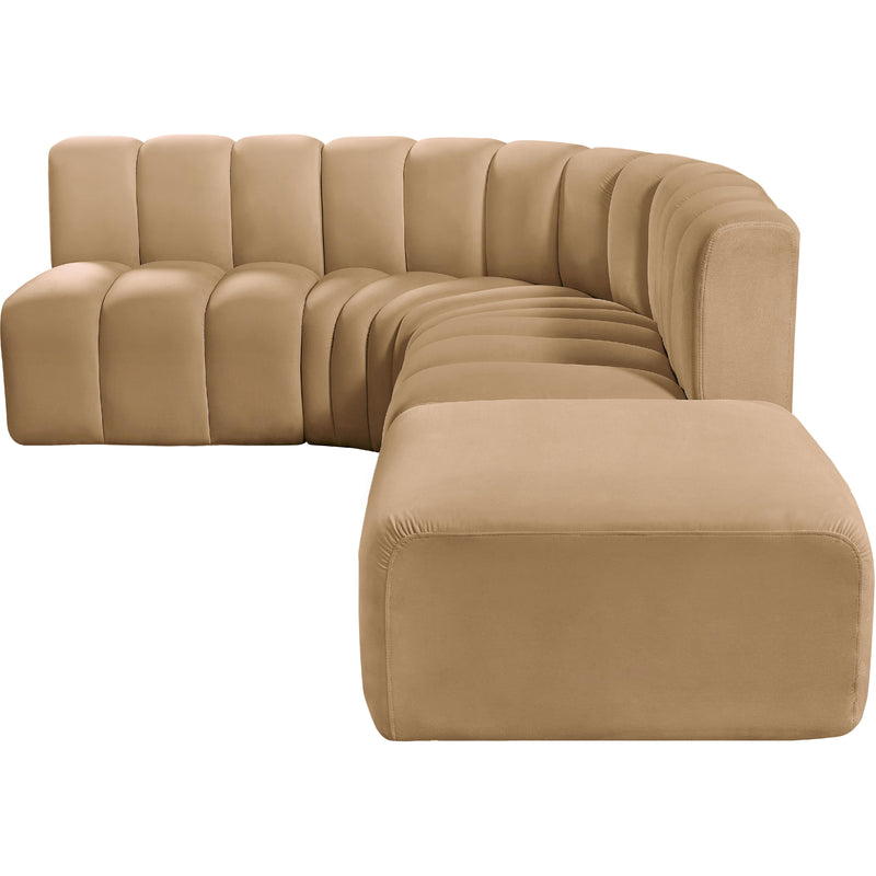 Meridian Arc Camel Velvet 5 pc Modular Sectional IMAGE 12