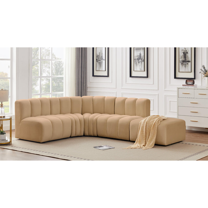 Meridian Arc Camel Velvet 5 pc Modular Sectional IMAGE 2