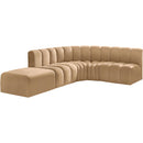 Meridian Arc Camel Velvet 5 pc Modular Sectional IMAGE 4