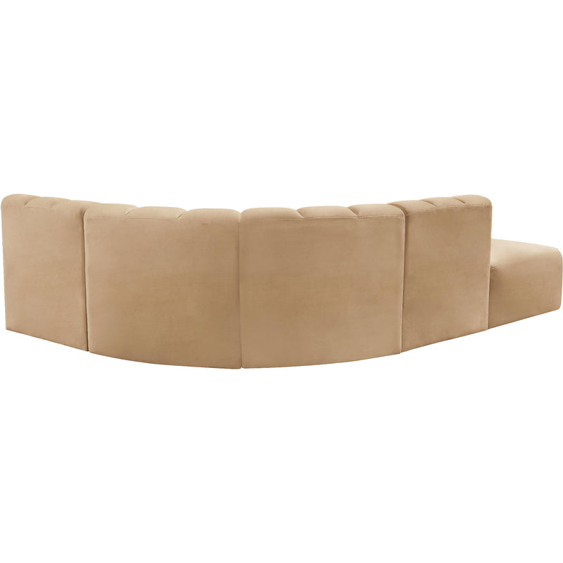 Meridian Arc Camel Velvet 5 pc Modular Sectional IMAGE 5