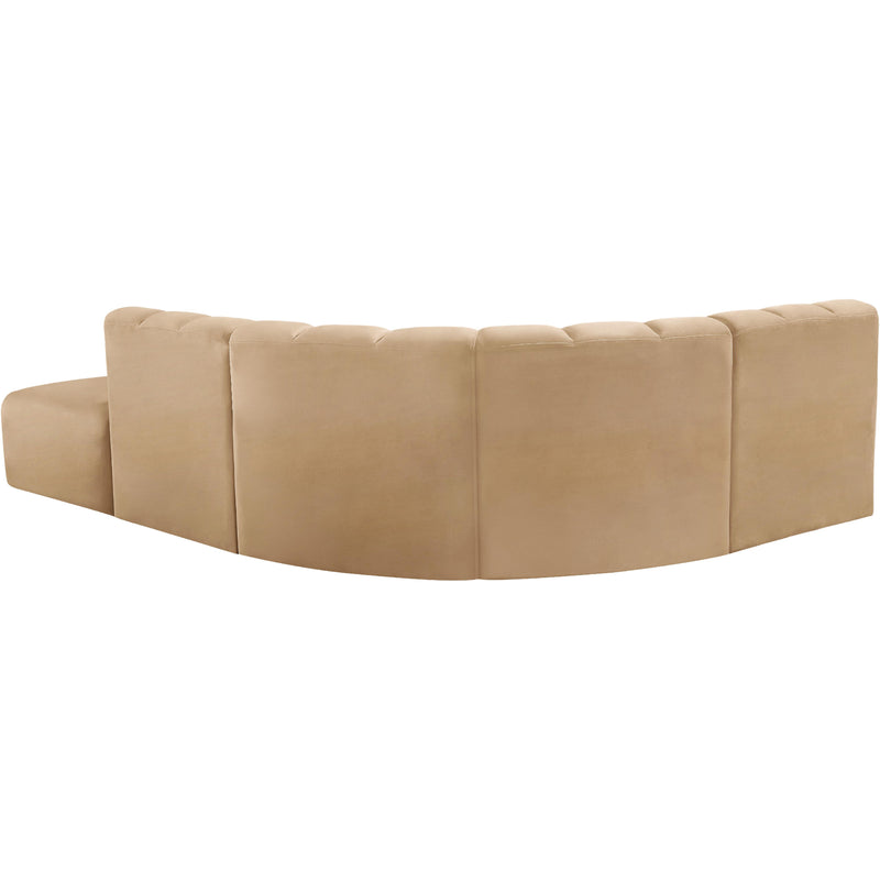 Meridian Arc Camel Velvet 5 pc Modular Sectional IMAGE 6