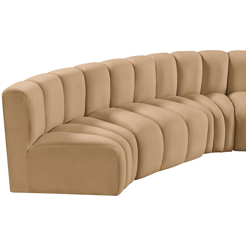 Meridian Arc Camel Velvet 6 pc Modular Sectional IMAGE 12