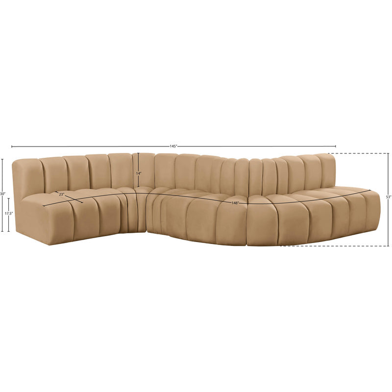 Meridian Arc Camel Velvet 6 pc Modular Sectional IMAGE 14