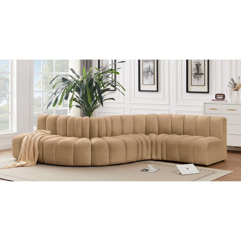 Meridian Arc Camel Velvet 6 pc Modular Sectional IMAGE 2