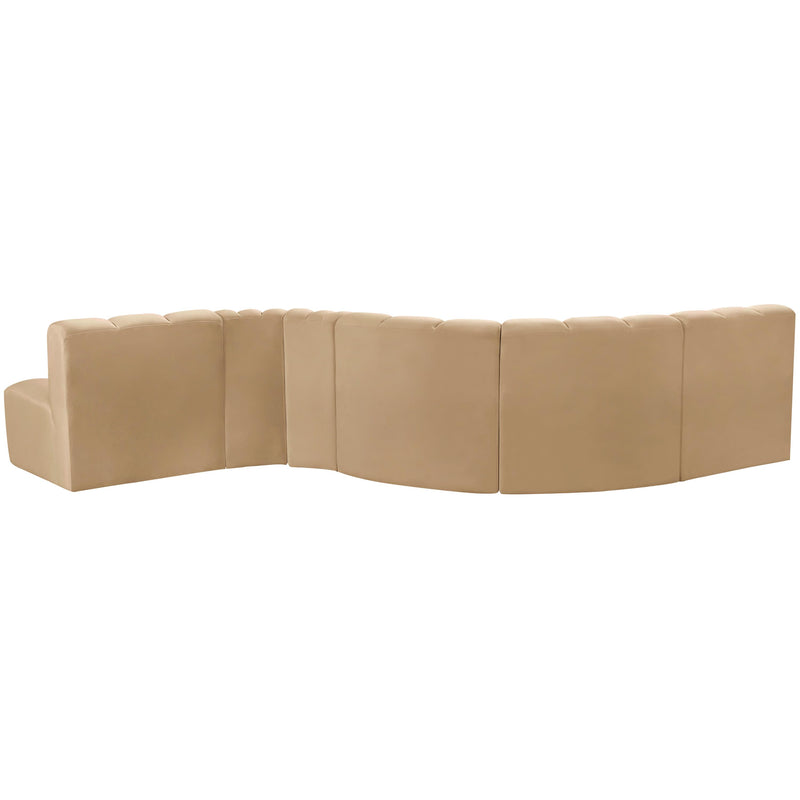 Meridian Arc Camel Velvet 6 pc Modular Sectional IMAGE 3